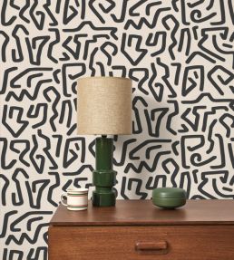 Symbol Wallpaper by Casadeco Lin/Noir