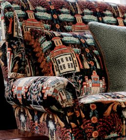 Tales of Tyrol Fabric by MINDTHEGAP Dark Green/Red/Taupe