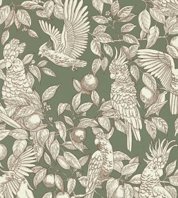 Talk About Cockatoos Wallpaper by Langelid Von Bromssen Sage Green