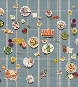 Tapeo Stripes Mural by Tres Tintas Blue