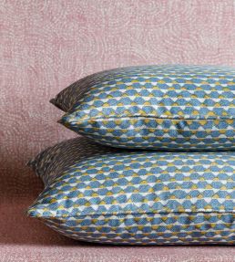 Tara Cushion 43 x 43cm by Fermoie Blue and Yellow