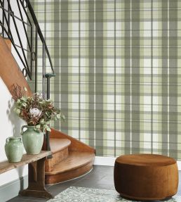 Tartan Touch Wallpaper by Casadeco Vert amande