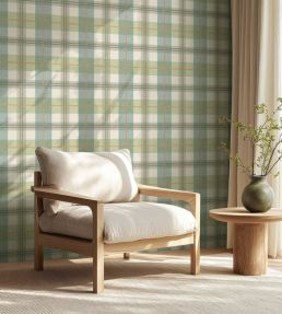 Tartanowski Wallpaper by Woodchip & Magnolia Olive Green