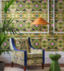 Wonderlust Tea Story Wallpaper by Clarke & Clarke Citron
