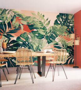 Textured Palm Mural by Ohpopsi Olive & Rust