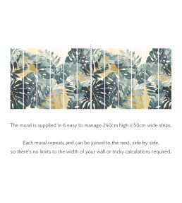 Textured Palm Mural by Ohpopsi Petrol & Straw