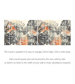 Textured Palm Mural by Ohpopsi Stone & Apricot