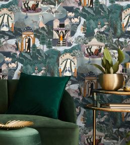 The Art Deco Hills Wallpaper by Brand McKenzie Teal & Copper