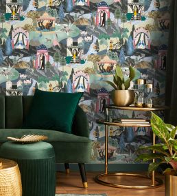 The Art Deco Hills Wallpaper by Brand McKenzie Teal & Fuschia