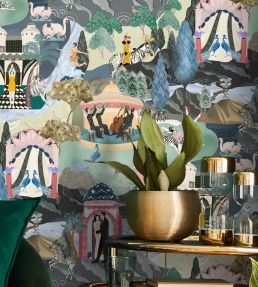The Art Deco Hills Wallpaper by Brand McKenzie Teal & Fuschia