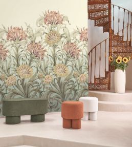 The Flower Ballet Mural by Casadeco Vert Feuille