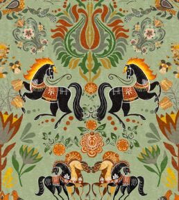 The Folk Parade Wallpaper by MINDTHEGAP Black Green