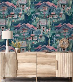 The Glitter Ranch Wallpaper by Brand McKenzie Gunmetal Green