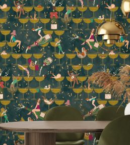 The Grand Pour Wallpaper by Brand McKenzie Dirty Olive