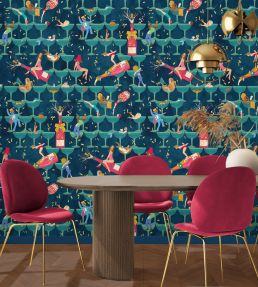 The Grand Pour Wallpaper by Brand McKenzie Velvet Sapphire