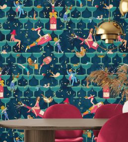 The Grand Pour Wallpaper by Brand McKenzie Velvet Sapphire