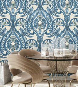 The Great Damask Wallpaper by Brand McKenzie Azure Blue