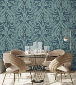 The Great Damask Wallpaper by Brand McKenzie Teal