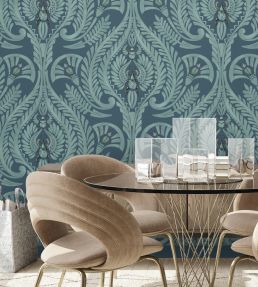 The Great Damask Wallpaper by Brand McKenzie Teal