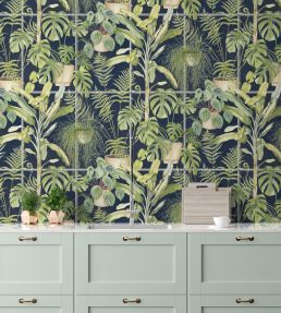 The Green House Wallpaper by Brand McKenzie Midnight Blue