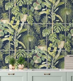 The Green House Wallpaper by Brand McKenzie Midnight Blue