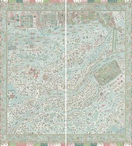 The Map Maxi Mural by Lewis & Wood Pistachio Rose