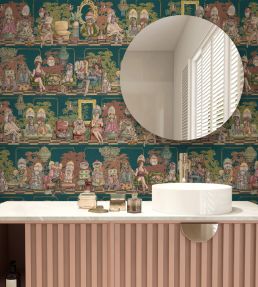 The Parlour Wallpaper by Brand McKenzie Teal Tone