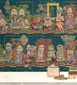 The Parlour Wallpaper by Brand McKenzie Teal Tone