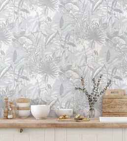The Tropics Wallpaper by Brand McKenzie Stone Grey