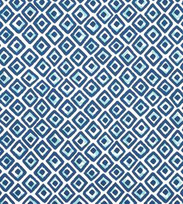Indian Diamond Fabric by Thibaut Blue and Turquoise