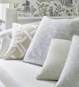 Chardonnet Damask Fabric by Thibaut Aqua