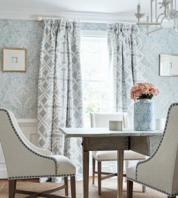 Chardonnet Damask Wallpaper by Thibaut Aqua