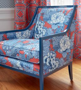 Honshu Fabric by Thibaut Red and Blue