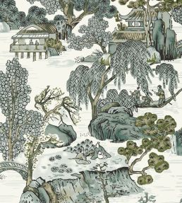 Asian Scenic Wallpaper by Thibaut Grey