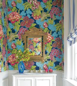 Honshu Wallpaper by Thibaut Blue and Beige
