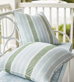 Topsail Stripe Fabric by Thibaut Seafoam and Kelly Green