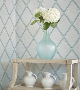 Easom Trellis Wallpaper by Thibaut Blue