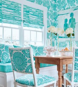 Marine Coral Wallpaper by Thibaut Turquoise