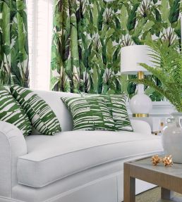 Travelers Palm Wallpaper by Thibaut Spa Blue