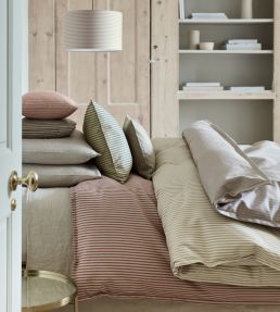Ticking Stripe 1 Rustic Fabric by Ian Mankin Spruce