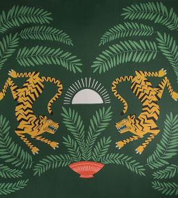 Tigers & Plants Mural by MissPrint Green