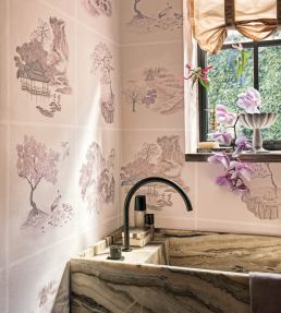 Tile Toile Wallpaper by Cole & Son Blue