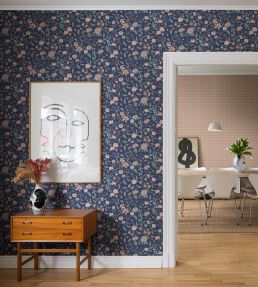 Till Karin Wallpaper by Sandberg Midnight Blue