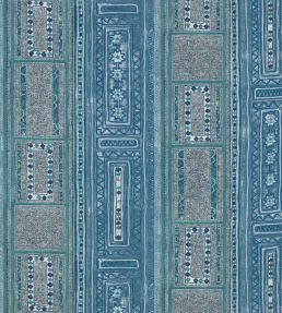Time Teller Fabric by Christopher Farr Cloth Indigo