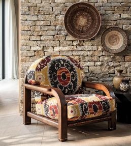 Timour Fabric by Osborne & Little Charcoal/Brick