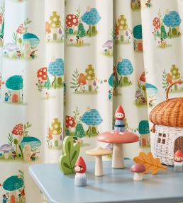 Toadstool Town Fabric by Villa Nova Blue