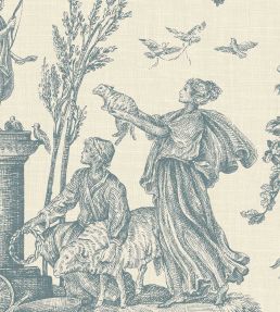 Toile Baptiste Wallpaper by Lewis & Wood Celeste