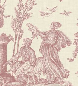 Toile Baptiste Wallpaper by Lewis & Wood Cerise