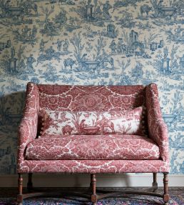 Toile Baptiste Wallpaper by Lewis & Wood Celeste