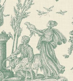 Toile Baptiste Wallpaper by Lewis & Wood Jade